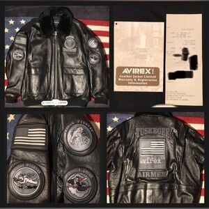 Vintage 2002 AVIREX NY TUSKEGEE AIRMEN BOMBER LEATHER Jacket 3XL RECEIPT Supreme